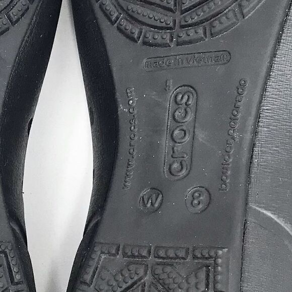 CROCS Gianna Alice Black Flexible Patent Cap Toe Rubber Ballet Flats - Picture 11 of 11